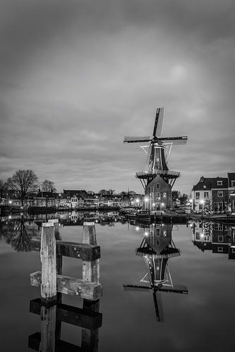 Dutch mill 'De Adriaan' black & white