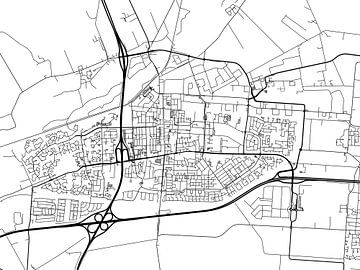 Kaart van Hoogeveen in Zwart Wit van Map Art Studio