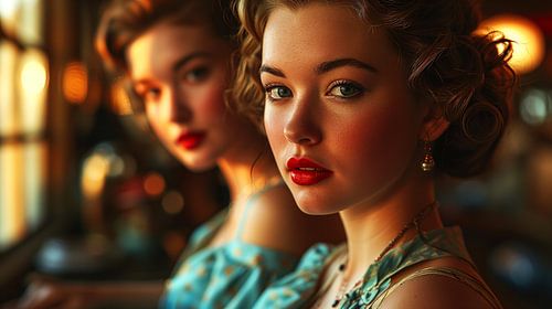 Vintage Portret van Elegante Dames