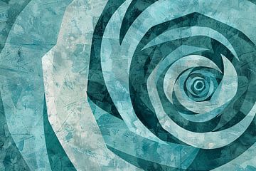 Abstracte turquoise roos in geometrische vormen van Art & Soul Creations