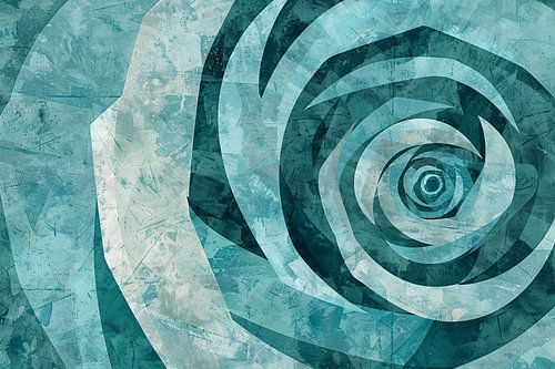Abstracte turquoise roos in geometrische vormen