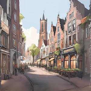 Utrecht Einkaufsstraße Ruhiges Leben Malerei