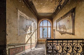 Lions decoration in abandoned villa