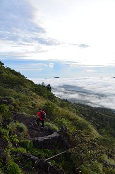 De klim naar de top van de vulkaan in Bali van Laura