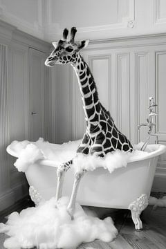 Erhabene Giraffe in der Badewanne - Ein einzigartiges Badezimmerbild für Ihr WC