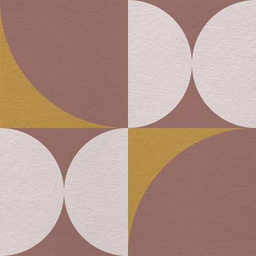 Moderne abstracte minimalistische kunst met geometrische vormen in retrostijl in roze en geel