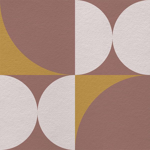 Moderne abstrakte minimalistische Kunst mit geometrischen Formen im Retro-Stil in rosa und gelb von Dina Dankers