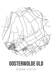 Oosterwolde Gld (Gelderland) | Map | Black and White by Prints of Place