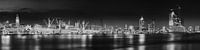 Hambourg Skyline avec Speicherstadt en noir et blanc