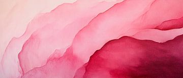 Zachte aquarelgolven in roze en rode tinten van Poster Art Shop