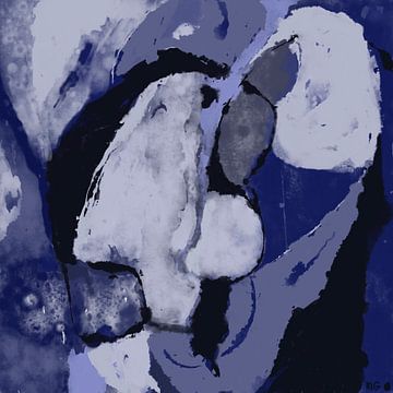 Blauw/zwart abstract,groenhout van Martin Groenhout