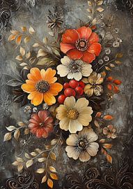 Floral | Blumen auf dunklem Hintergrund von Wunderbare Kunst