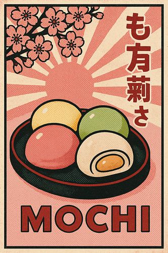 Retro Mochi Poster - Japans Dessert Vintage Muurkunst