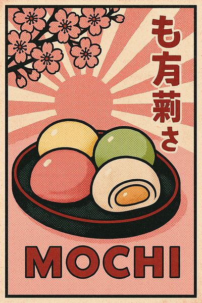 Retro Mochi Poster - Japanisches Dessert Vintage Wandkunst von Travel Shop
