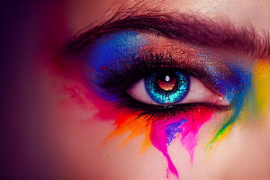 buntes Frauenauge Make-Up Illustration