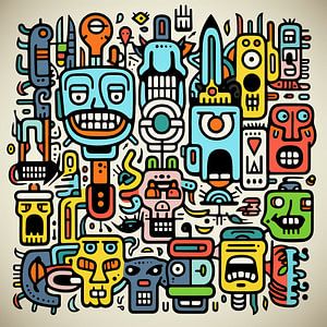 Robot Doodle Kunst von Art Lovers