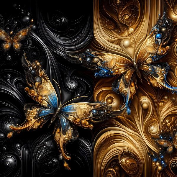 Eleganter Schmetterlings-Traum in Schwarz und Gold von ButterflyPix