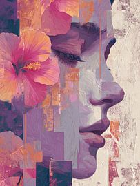 Artistic Side Profile with Flowers – Modern Abstract Art Featuring Women by SPEQ ART