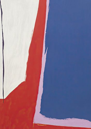 Abstracte kleurvlakken in blauw en rood