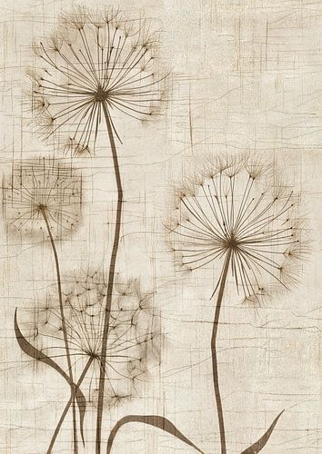 Peinture de fleurs sépia