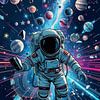 Astronaut im Weltraum mit Planeten von MIROKKU