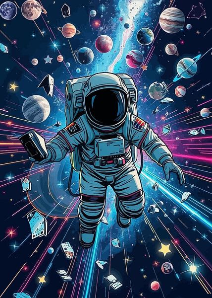 Astronaut in Space with Planets by MIROKKU