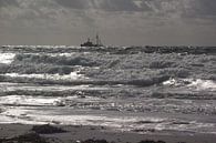 Zilverschittering schip op zee by Yvonne de Waal Malefijt thumbnail