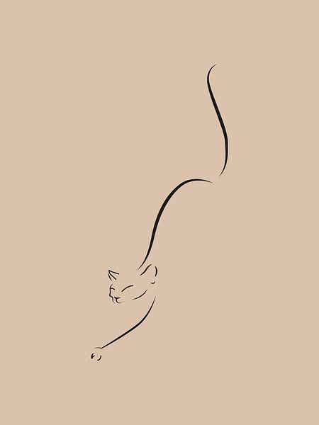Cat, beige black by Kemona art