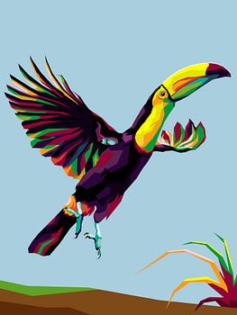 Anime-Vogel Ramphastos sulfuratus Kielschnabeltukan im Pop-Art-Plakat