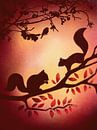 Herfst Eekhoorn in het bos Waldorf Art Natuur van Femke Bender thumbnail