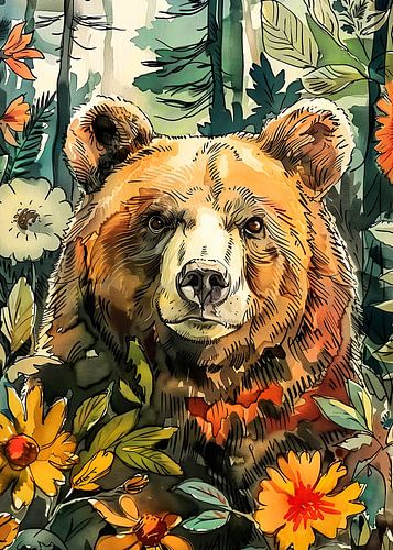 Dier Bear aquarel Animal Art