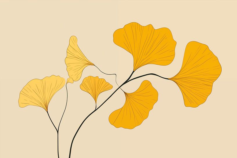 Japandi, Ginkgo Biloba branch by Caroline Guerain