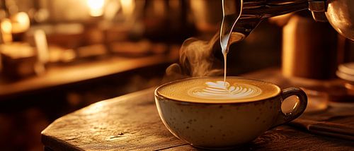 Gezellige koffie met kunstwerk