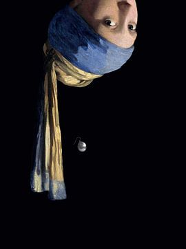 Vermeer Mädchen mit dem Perlenohrring kopfüber Pop Art von Miauw webshop