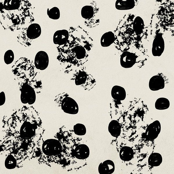 Abstraktes Kunstwerk mit schwarzen organischen Formen und Texturen und beigem Hintergrund von Imaginative