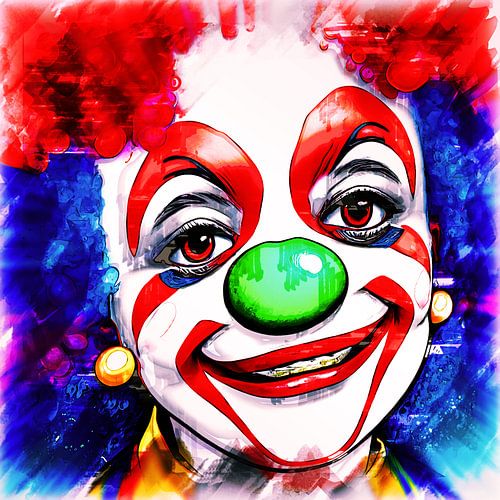 Jonge clown (kunst, markers)