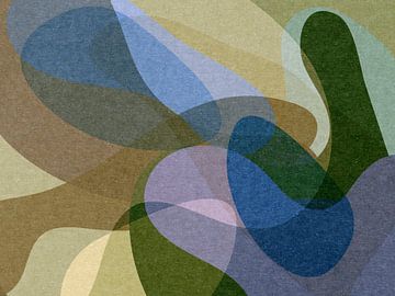 Moderne abstracte organische vormen in pastel aardetinten. Blauwe, bruine, groene kleuren van Dina Dankers
