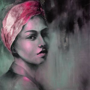 Das Mädchen mit dem goldenen Tuch - Schimmer in pink