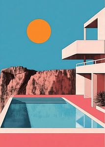 Bauhaus Mond Pool Architektur Hellblau Wüste
