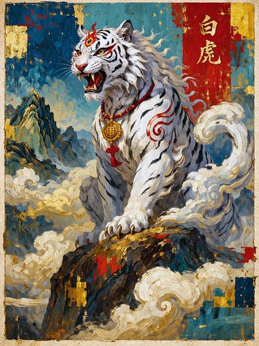 Witte tijger schilderij.