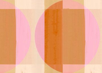 Mid Eeuw Bauhaus Vormen Roze Beige Perzik van FRESH Fine Art