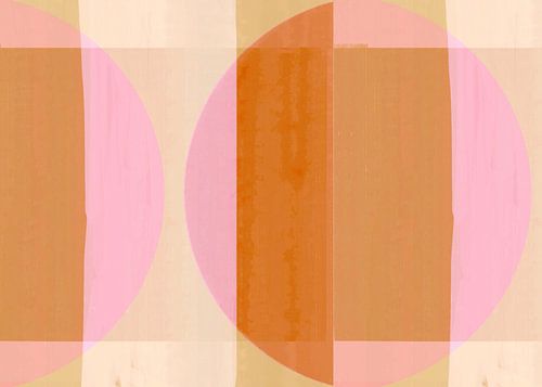 Mid Eeuw Bauhaus Vormen Roze Beige Perzik