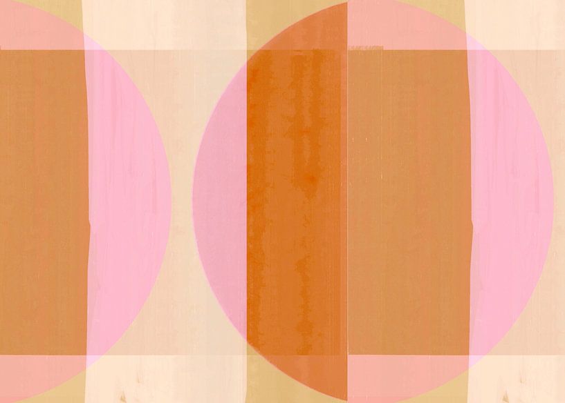 Mid Century Bauhaus Formen Rosa Beige Pfirsich von FRESH Fine Art