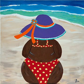 Dikke dame op het strand van Ilia Berends