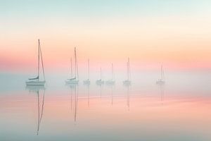 Verträumte Segelboote gleiten an einem Sommertag über das Meer