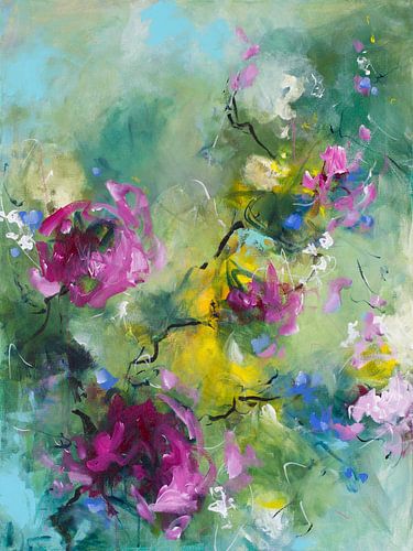 Wild Flowers - abstract colorful painting with impression of flowers