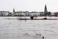 View of Zutphen over the flooded river IJssel