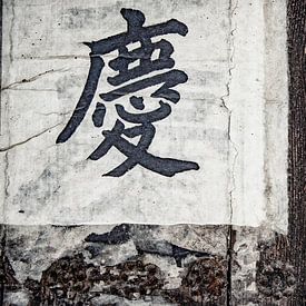 Koreanisches Zeichen auf Holztür Südkorea von Ron van der Stappen