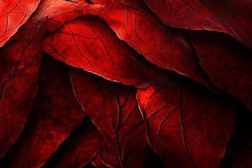 Rode bladeren in het licht - rijk aan textuur van Poster Art Shop