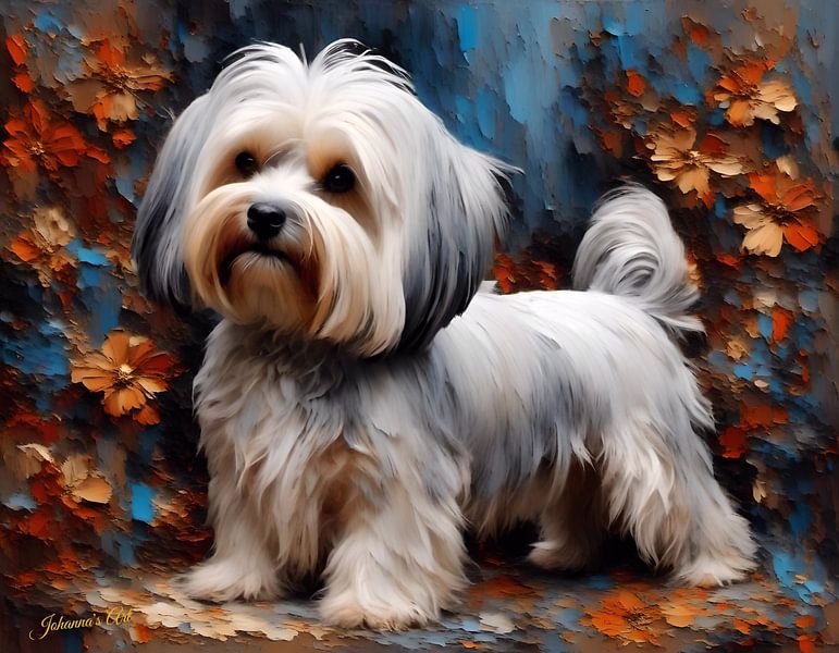 "Top Knot Terrier: A Whimsical Portrait of a Dandie Dinmont" by Johanna's Art by Johannas Art Creations